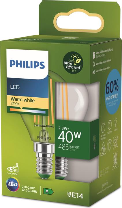 Productafbeelding Philips Ultra Efficiënt (E14, 2.30 W, 485 lm, 1 x, A)
