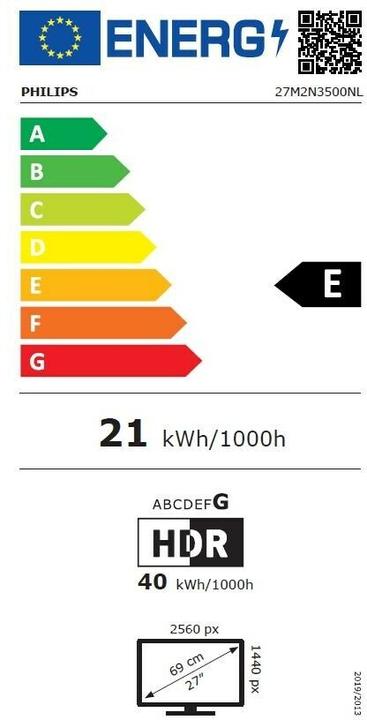 Energy Label Philips Evnia 27M2N3500NL (2560 x 1440 pixels, 27")