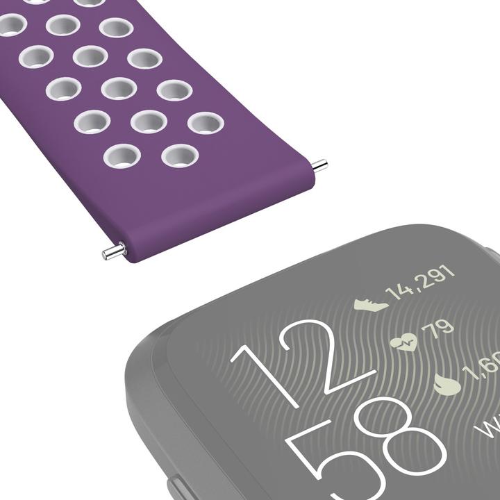 Image du produit Hama Bracelet sport en silicone pour Fitbit Versa2/Versa/Versa Lite, violet/gris, univ. (Silicone, Acier inoxydable)