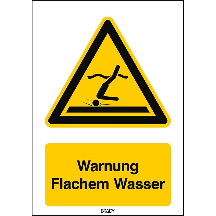 Actual product image Brady W/W048/DE356/PP-210X297-1, ISO Safety labelling - Shallow water warning