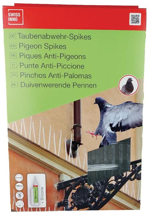 Produktbild Swissinno Taubenabwehrspikes transparentes Polycarbonat 300cm inkl. Silikonkleber