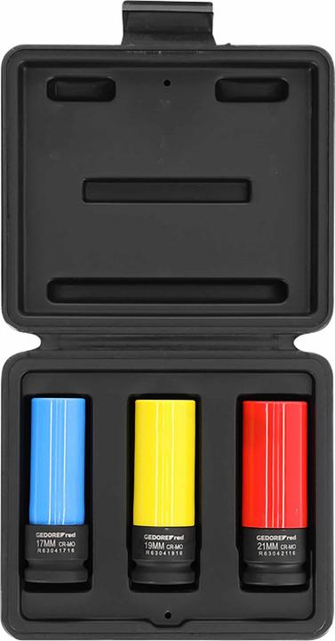 Actual product image Gedore Red Power spanner socket set 1/2 with protective sleeve 17. 19 & 21 mm (19 mm, 21 mm, 18 mm, 17 mm, 20 mm)