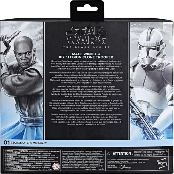 Image du produit Hasbro Star Wars-Mace Windu & Soldat Clone 187 légion -Fig Black Series