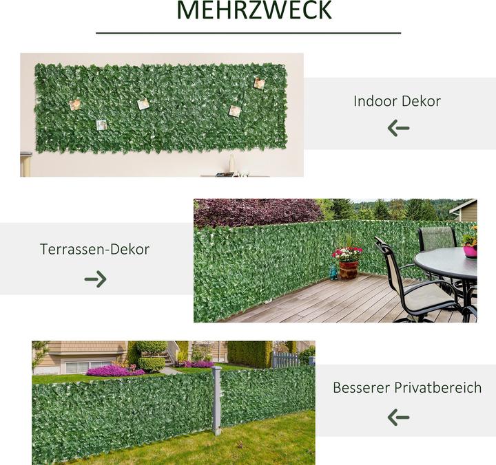 Immagine prodotto Swisshandel24 Siepe artificiale Siepe di privacy Piante Siepe Decorazione murale Verde scuro 300 x 100 cm (300 cm)
