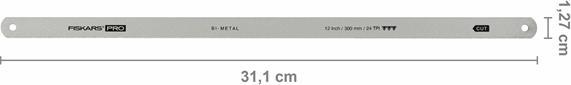 Produktbild Fiskars Original Pro Ersatzblatt für TrueTension-Bügelsäge (1062931), Sägeblattlänge: 30 cm, 24 TPI