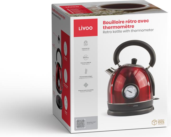 Produktbild Livoo Retro-Wasserkocher mit Thermometer (1.80 l)