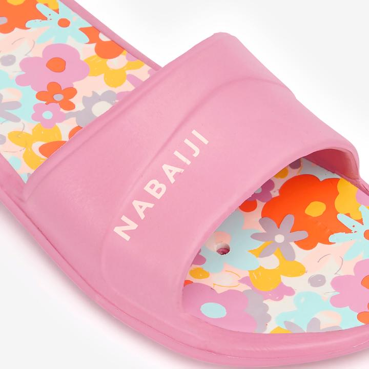 Image du produit Nabaiji Claquettes piscine Enfant - Slap 500 imprimés fleurs rose rouge (32)