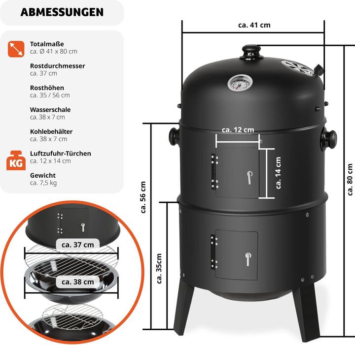 Image du produit tectake Barbecue 3 en 1 (37 cm)