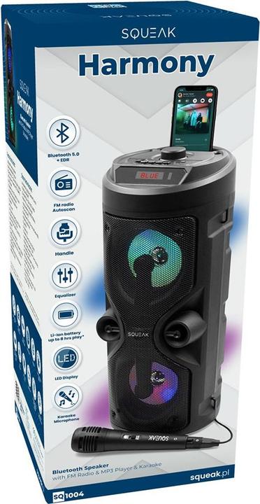 Produktbild Squeak Głośnik Karaoke Harmony Bluetooth 5.0 Radio Fm Microsd Aux USB Sq1004 (8 h, Akkubetrieb)