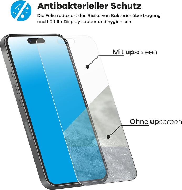 Produktbild upscreen Schutzfolie Displayschutz Displayschutzfolie Folie Klar antibakteriell (1 Stück, Apple iPhone 13)