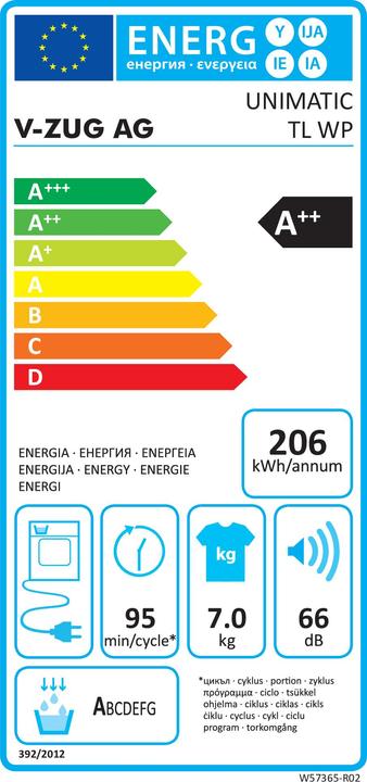 Energie-Label V-Zug Unimatic TL WP (199300) (7 kg, Links, Rechts)