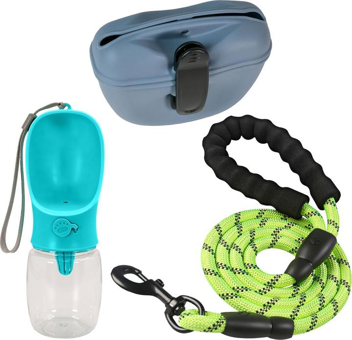 Produktbild Intirilife Hundeleinen Set Blau: Leckerlibeutel & Trinkflasche & Hundeleine (Hund, Allgemein)