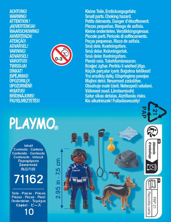 Actual product image Playmobil 71162 Policeman with sniffer dog (71162, Playmobil Special Plus)