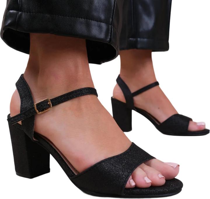 Actual product image Where's That From Womens/Ladies Paityn Glitter Buckle Block Heel Sandals (40)