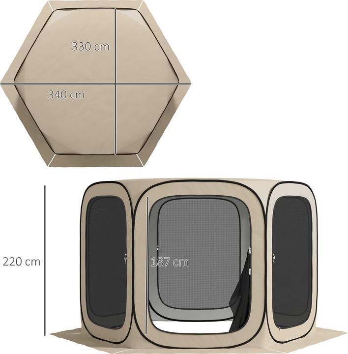 Produktbild Outsunny Campingzelt Oxfordstoff, Stahldraht Khaki (Wurfzelt, 6 Personen)