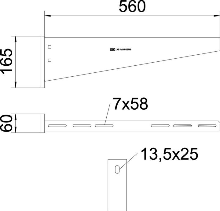 Immagine prodotto OBO Bettermann OBO AW 55 56 FT Staffa per parete/plinto 560 mm zincata a caldo (Vari)