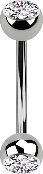 Image du produit Star Piercing Micro banane argentée avec deux boules cristal argenté (sans laiton, Titane G23)
