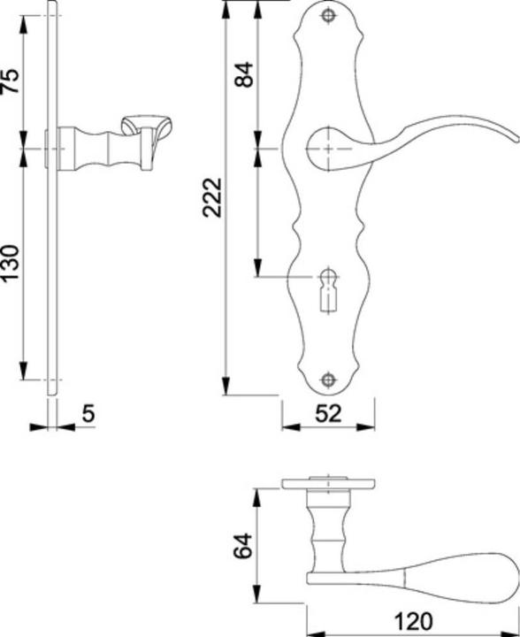 Actual product image Hoppe Long plate set Weimar M112SLN/2007 Brass F71 BB 72 mm DIN left / right (Door plate set)