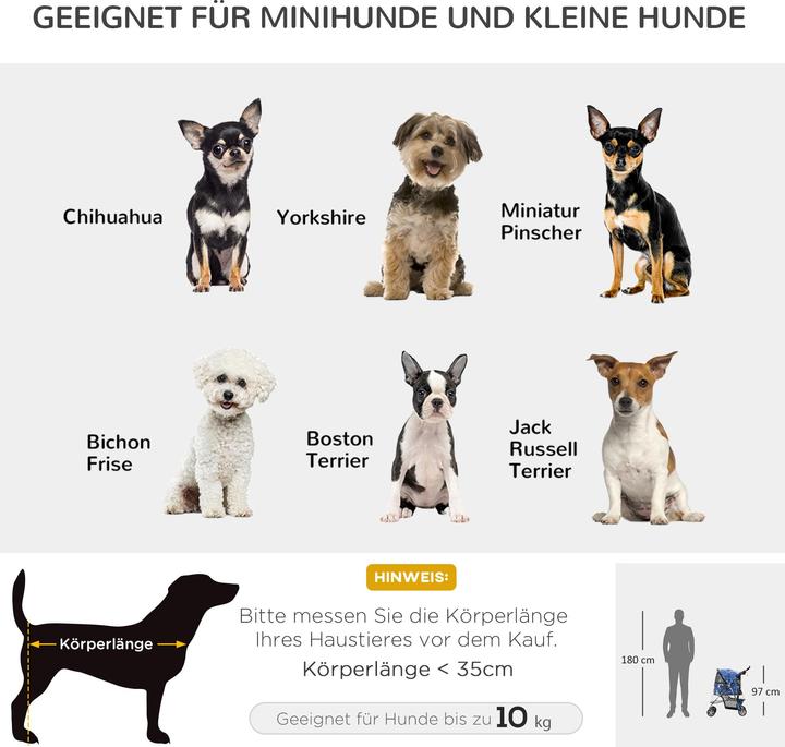 Image du produit PawHut Poussette pour chien avec housse de pluie (Chien, Pliable)
