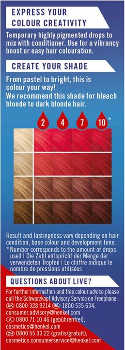 Produktbild Schwarzkopf Live Temporary Colour Drops (Fiery Red)