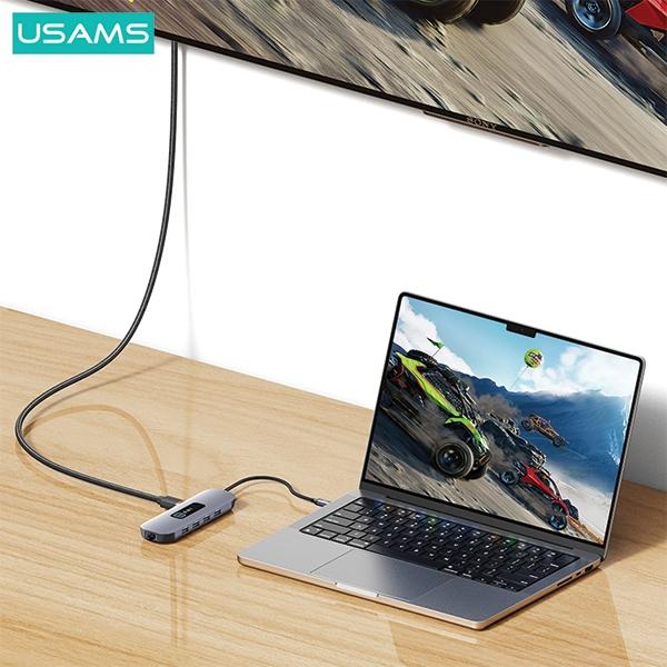 Productafbeelding Usams US-SJ644 PD100W 10in1 Multifunctionele Type-C HUB met licht (Type-C naar (USB-C, 10 Havens)