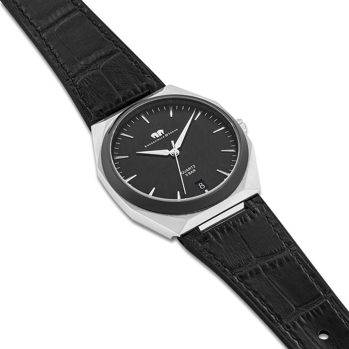 Immagine prodotto Orologio al quarzo da uomo Cooledge in vera pelle/silicone nero - 26519 (Orologio da polso analogico, 42 mm)