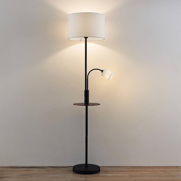Produktbild Lindby Aovan Stehlampe mit Ablage und USB, schwarz (E14, E27)