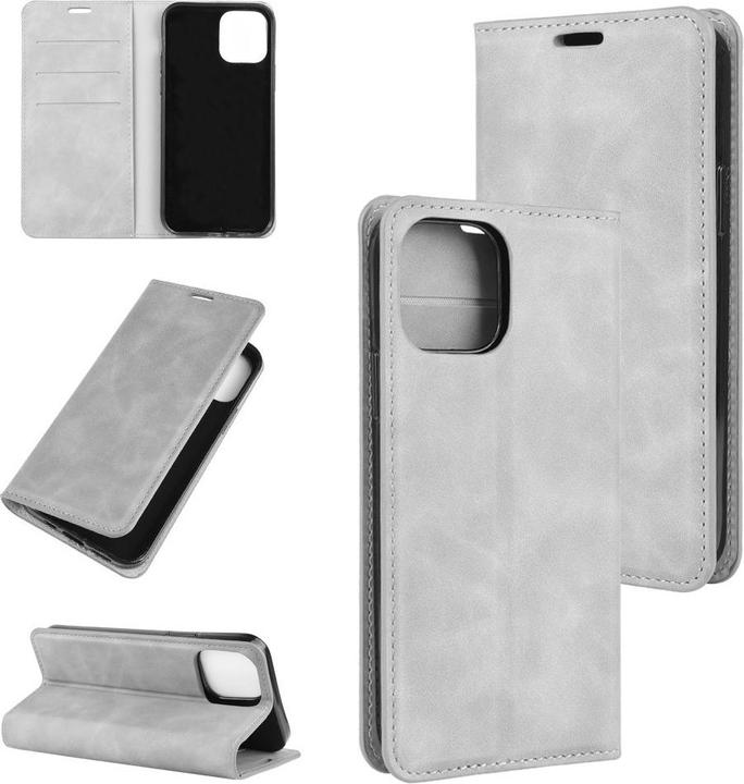 Actual product image Cover-Discount iPhone 12 / 12 Pro - Silky Stand Flip Case Cover grey (Apple iPhone 12, Apple iPhone 12 Pro)
