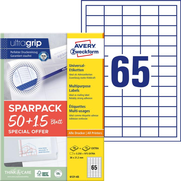 Actual product image Avery Universal labels