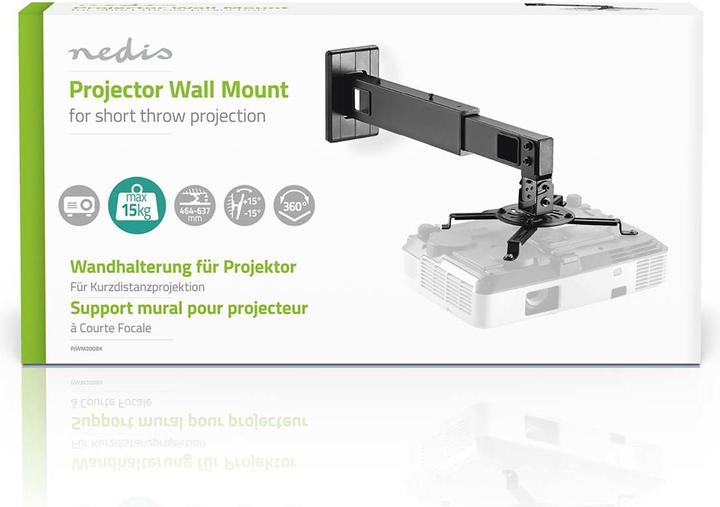 Produktbild Nedis Projektorhalterung Vollbeweglich 15 kg drehbar kippbar Stahl Schwarz Schwarz (Wand)