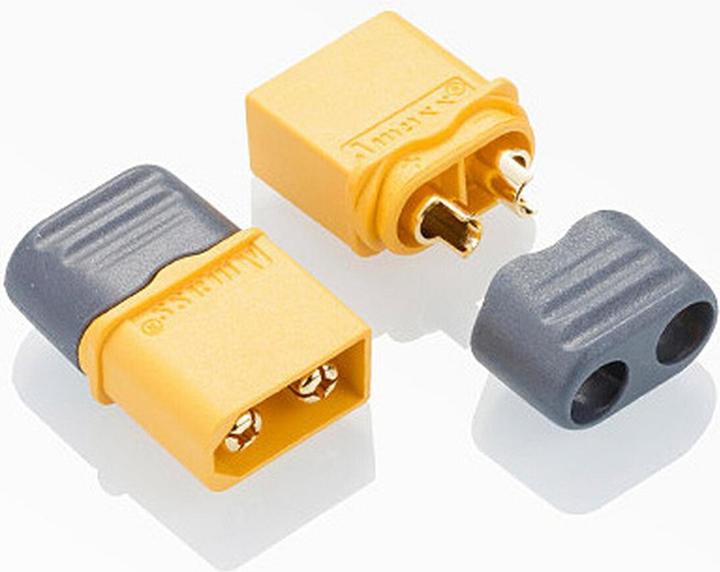 Actual product image Jamara High-current plug/socket XT60 gold-plated Grip with insulating cap 1 pair