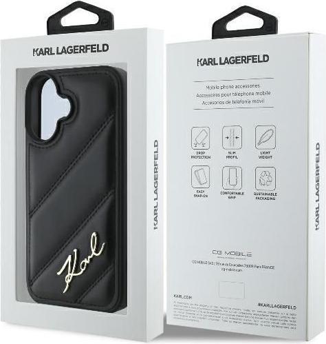 Actual product image Karl Lagerfeld KLHCP16SPQDSMGK iPhone 16 6.1" czarny/black hardcase Quilted Signature (Apple iPhone 16)