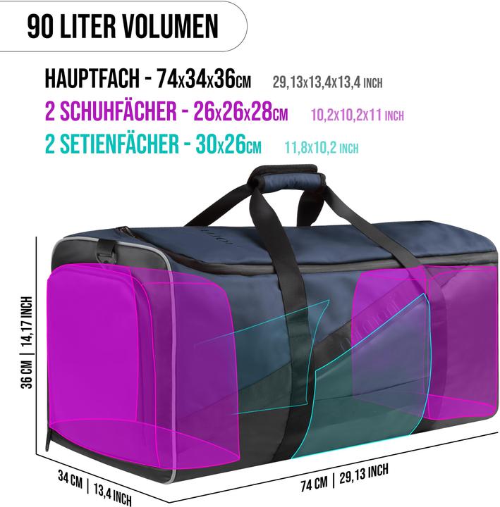 Immagine prodotto Normani Borsa sportiva con funzione di zaino da 90 l con cintura per i fianchi - 9279 (90 l)