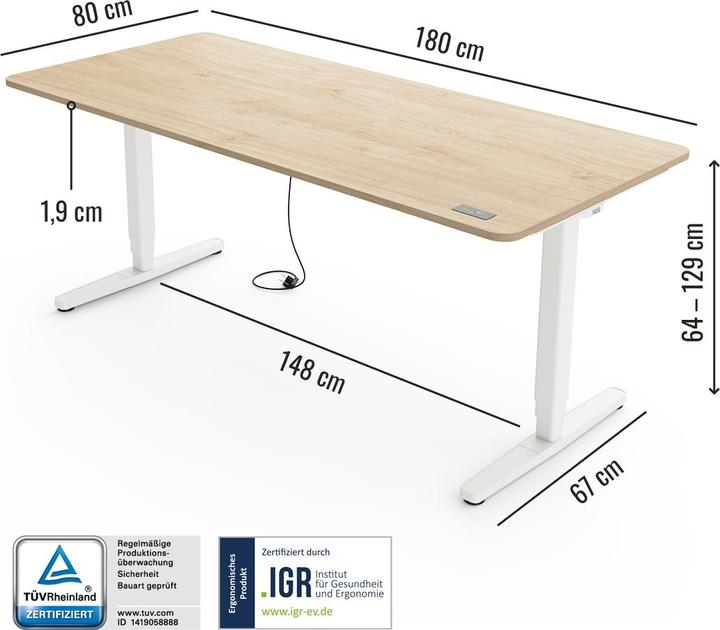 Actual product image Yaasa Desk Pro (180 x 80 cm)