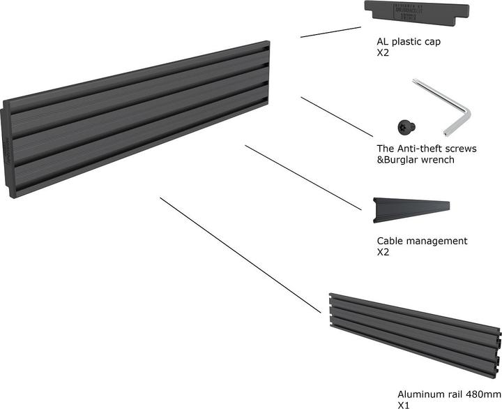 Produktbild Multibrackets Aluminium Profil, Modulares Pro System, schwarz
