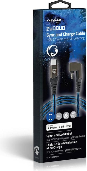 Produktbild Nedis USB-Kabel USB 2.0 Apple Lightning 8-Pin USB-CT Stecker 480 Mbps Vernickelt 2.00 m rund Gefloch (2 m, USB 2.0, 60 W)