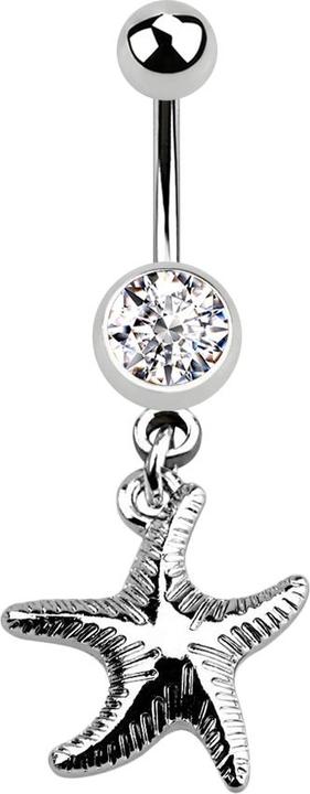 Star Piercing Banane silber mit Anhänger Seestern silber (ohne Messing, Chirurgenstahl 316L)