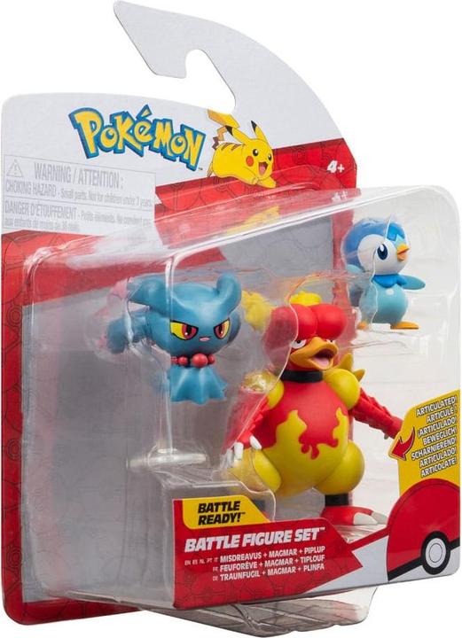 Produktbild Jazwares Pokémon Battle Figure Set Figuren 3er-Pack Plinfa, Traunfugil, Magmar 5 cm