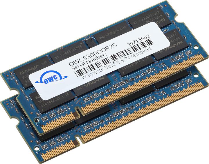 Image du produit OWC 6.0GB (2GB + 4GB) PC-5300 DDR2 667MHz SO-DIMM 200 Pin Module de mise à niveau de la mémoire (3 x 2GB, 667 MHz, DDR2-RAM, SO-DIMM)