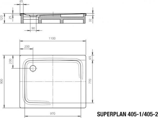 Produktbild Kaldewei Superplan Classic 405-1 90x110cm