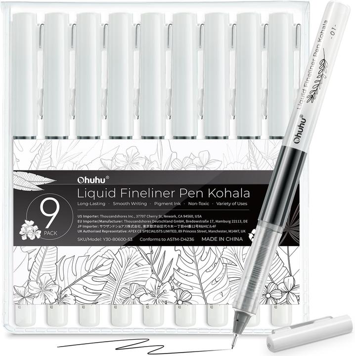 Actual product image Ohuhu Kohala Feinliner-Zeichenstifte (9 Stk.) (Transparent, 9 x)