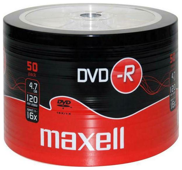 Produktbild Maxell DVD-R 4 7GB 50 szt w opakowaniu SHRINK. Prędkość zapisu 16X 120 min. Przeznaczenie nagrywa (50 x)