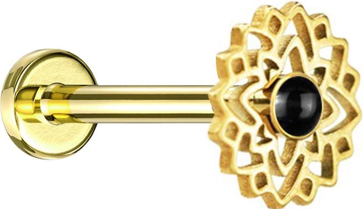 Star Piercing Flared Tunnel schwarz Gasmaske (ohne Messing, Mineralisch, Chirurgenstahl 316L)