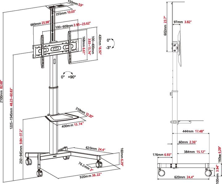 Produktbild Vision Value Flat Panel Cart (80", 50 kg)