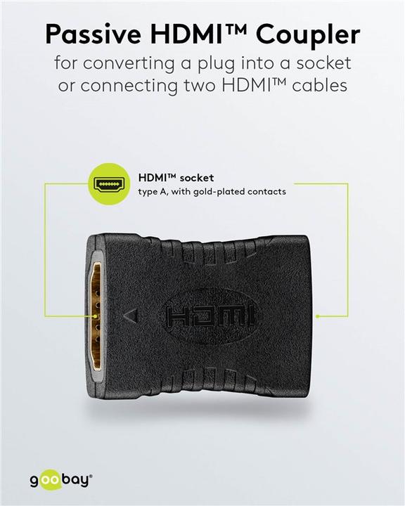Immagine prodotto Goobay Adattatore HDMI, accoppiamento, placcato oro 8K@60HZ (HDMI)