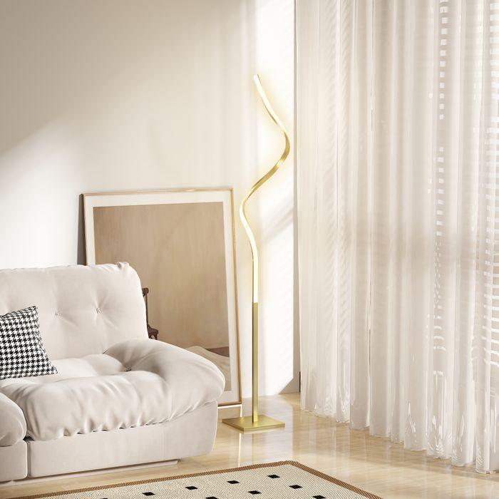 Produktbild Swisshandel24 Stehlampe Dimmbar LED Stehleuchte mit Fussschalter für Wohnzimmer, Gold (700 lm)
