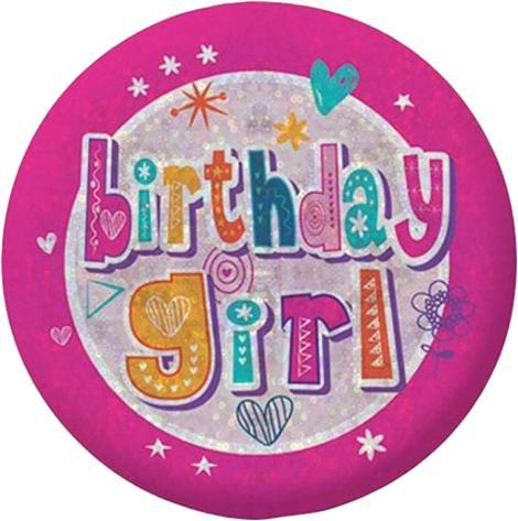 Produktbild Amscan holografisches Design Abzeichen Girl Geburtstag Kunststoff