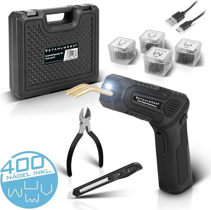 Actual product image Stahlwerk Plastic repair set Plastic welder Hot stapler Smart Repair