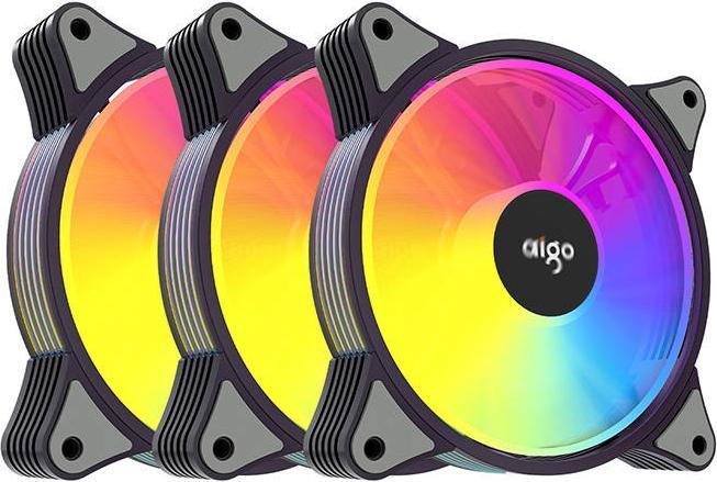 Actual product image Aigo AR12 ARGB Computer Fan set 3in1 120x120 (black) (120 mm, 3 x)