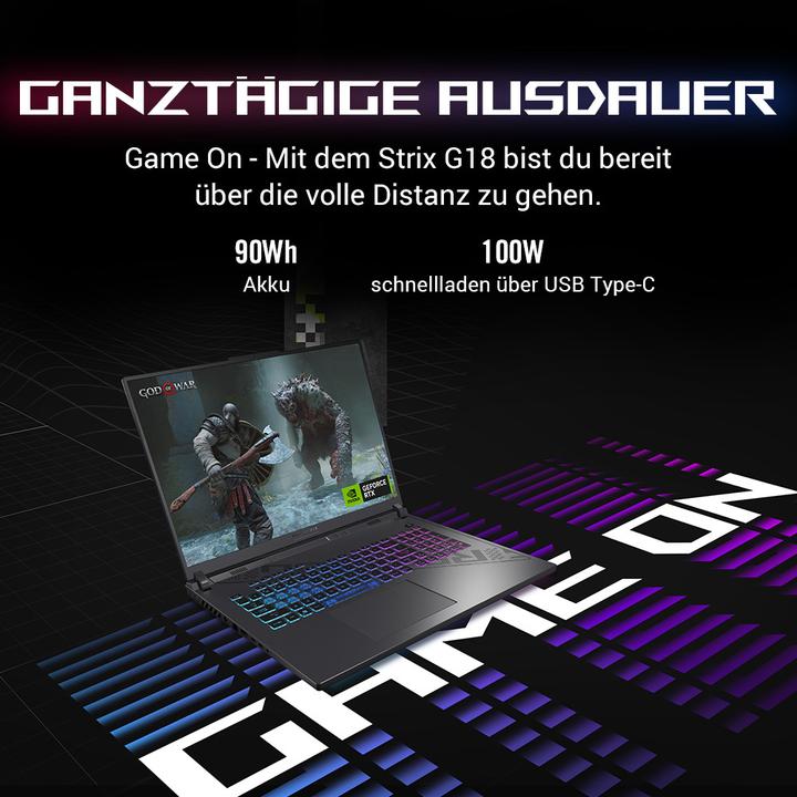 Immagine prodotto ASUS ROG Strix G18 RTX 4070 (18", Intel Core i9-14900HX, 32 GB, 1000 GB, CH)